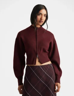 Zoey Zip Cropped High Neck Knit Jumper